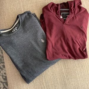 2 long sleeve men’s tops Hurley Volcom L/XL